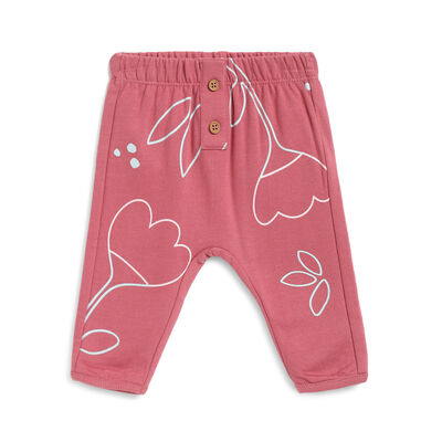 Girls Medium Red Printed Long Trousers
